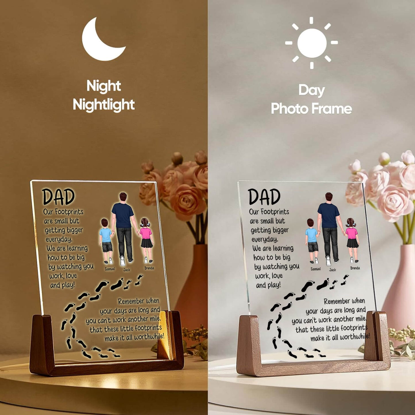 Personalize Daddy Message LED Light Acrylic Plaque