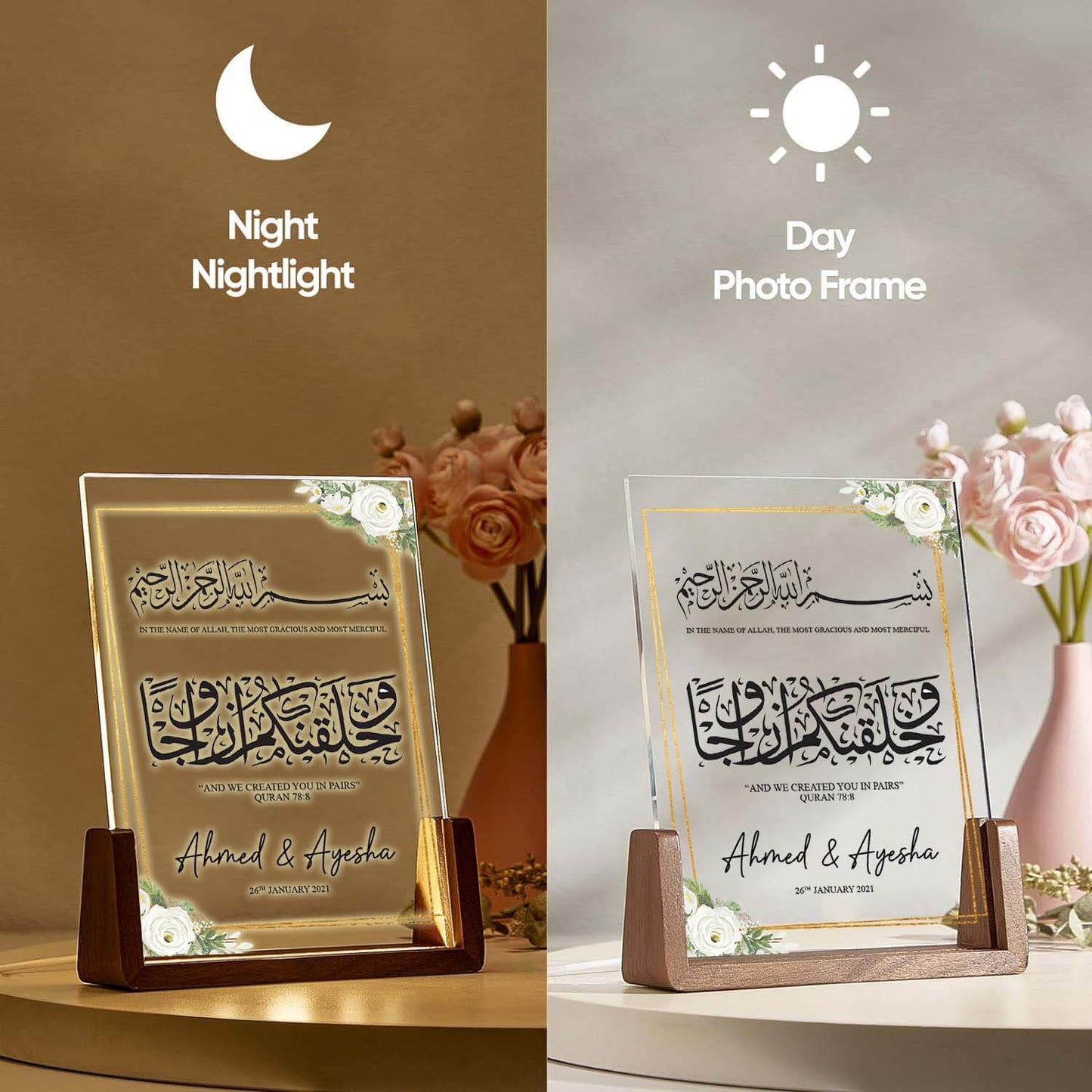 Personalize Islamic Wedding LED Acrylic Plaque