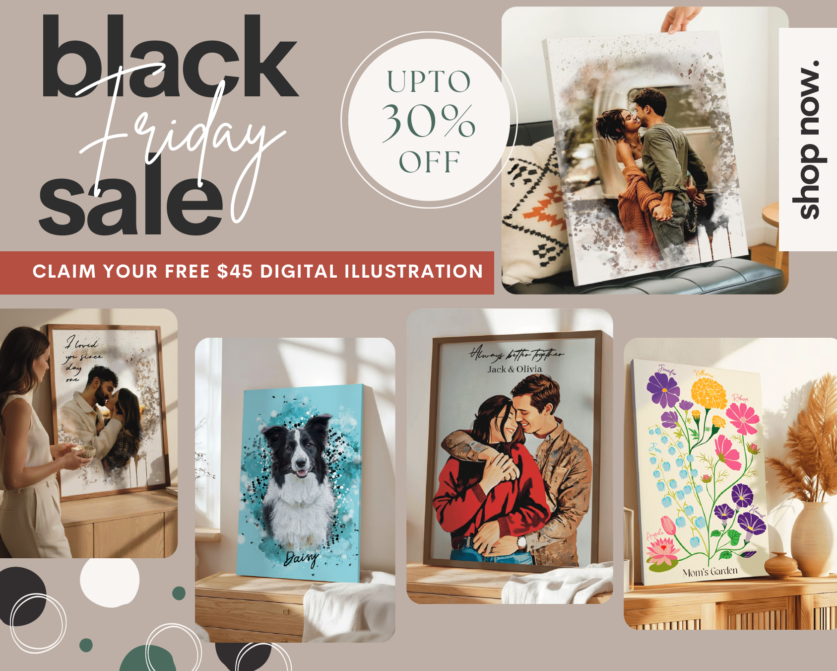 Black Friday website banner with 30% discount offer