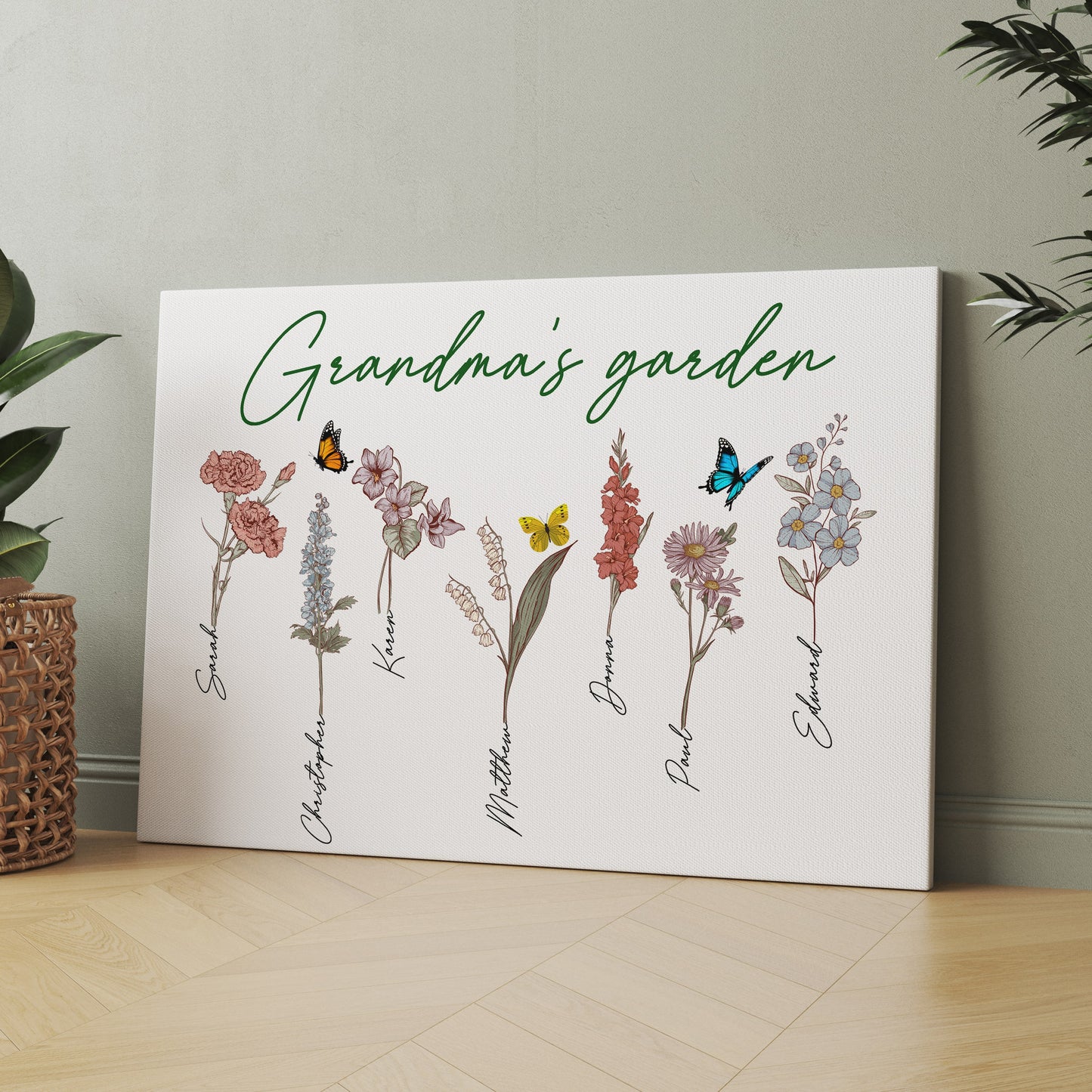 POC Personalised Birth flower Canvas — available size options and dimensions comparison