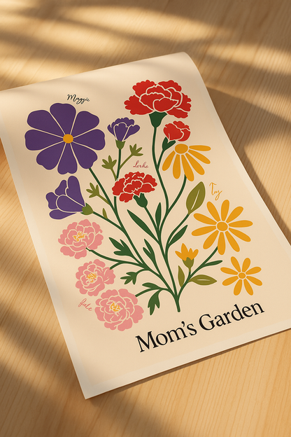 Illustrated Family Garden Poster For MOM
