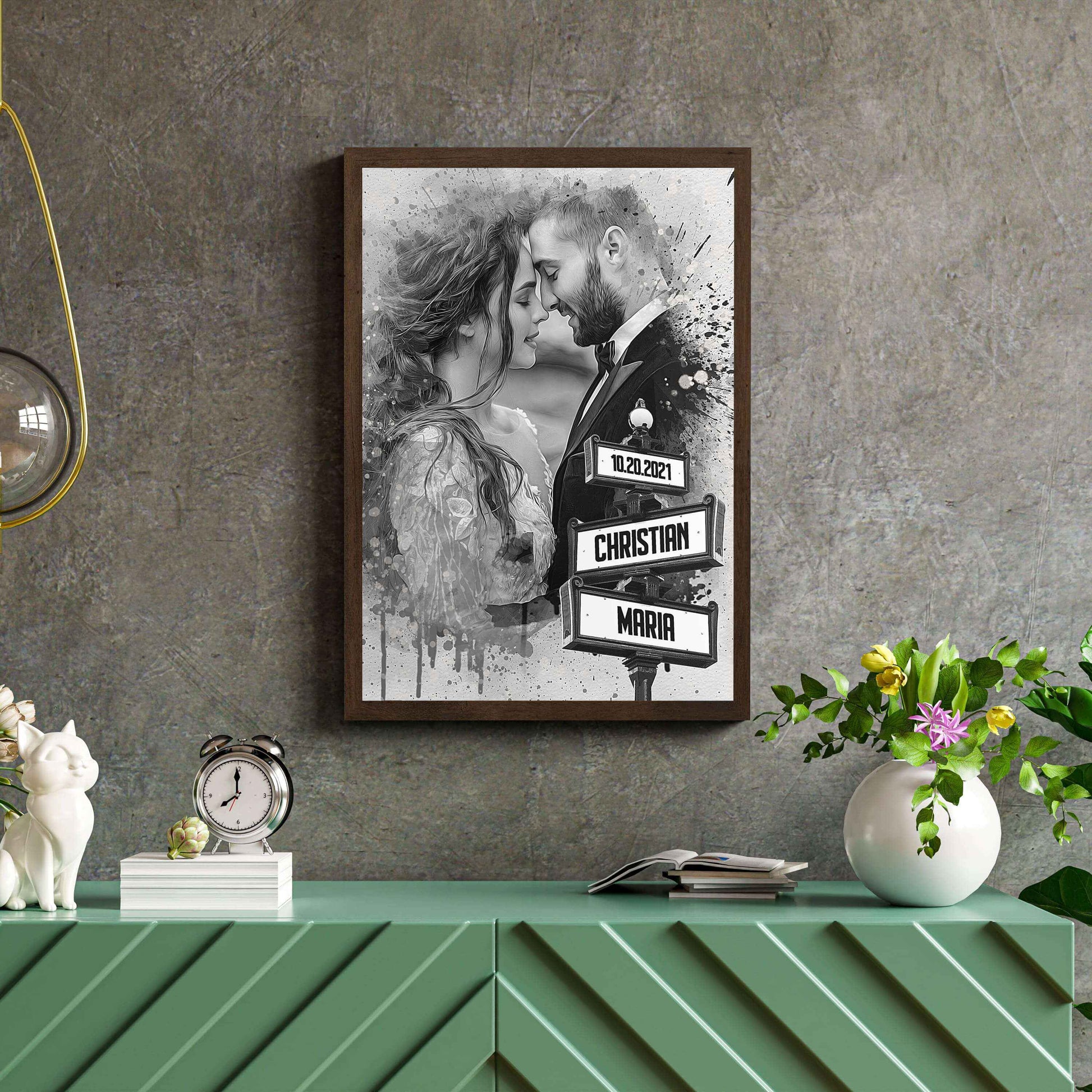 POC Couples Portrait with name — secure packaging for safe US shipping and delivery