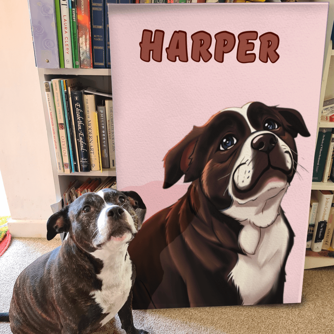 POC Hand Drawn Pet Portrait — customer review photo showing received personalized product