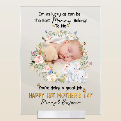 I'm As Lucky As Can Be The Best Mommy Belongs To Me - Personalized Acrylic Photo Plaque