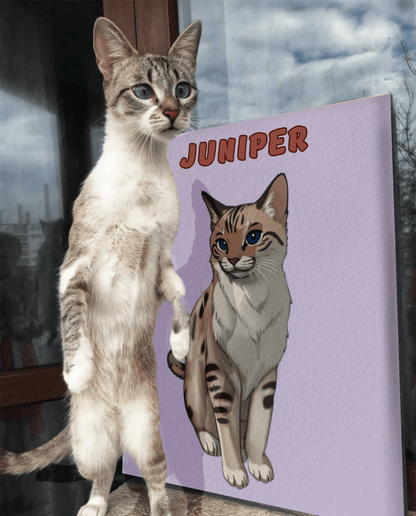 POC Hand Drawn Pet Portrait — size comparison chart showing 8x10, 12x18, and 16x20 inch options