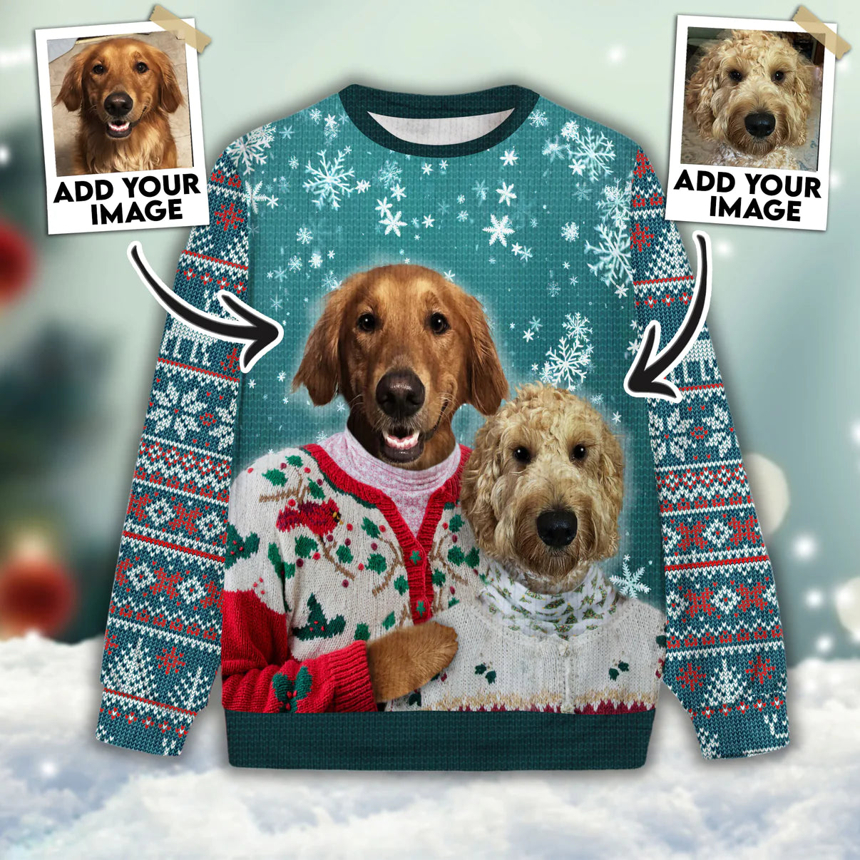 Custom Ugly Sweater - Sky & Snowflakes