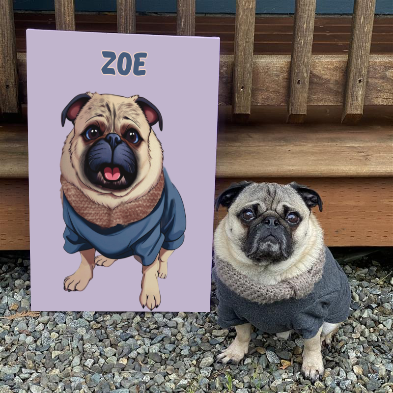 POC Hand Drawn Pet Portrait — color and style options available for customization