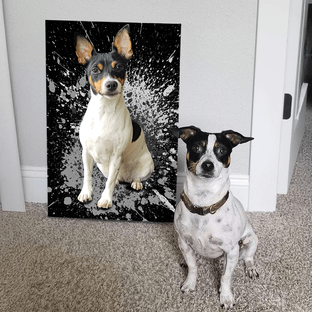 Personalized Pet Art - Splash Style — example showing different background color options for pet portrait