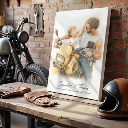 Personalized Father's Day Watercolor Portrait | Hand-Drawn Custom Art