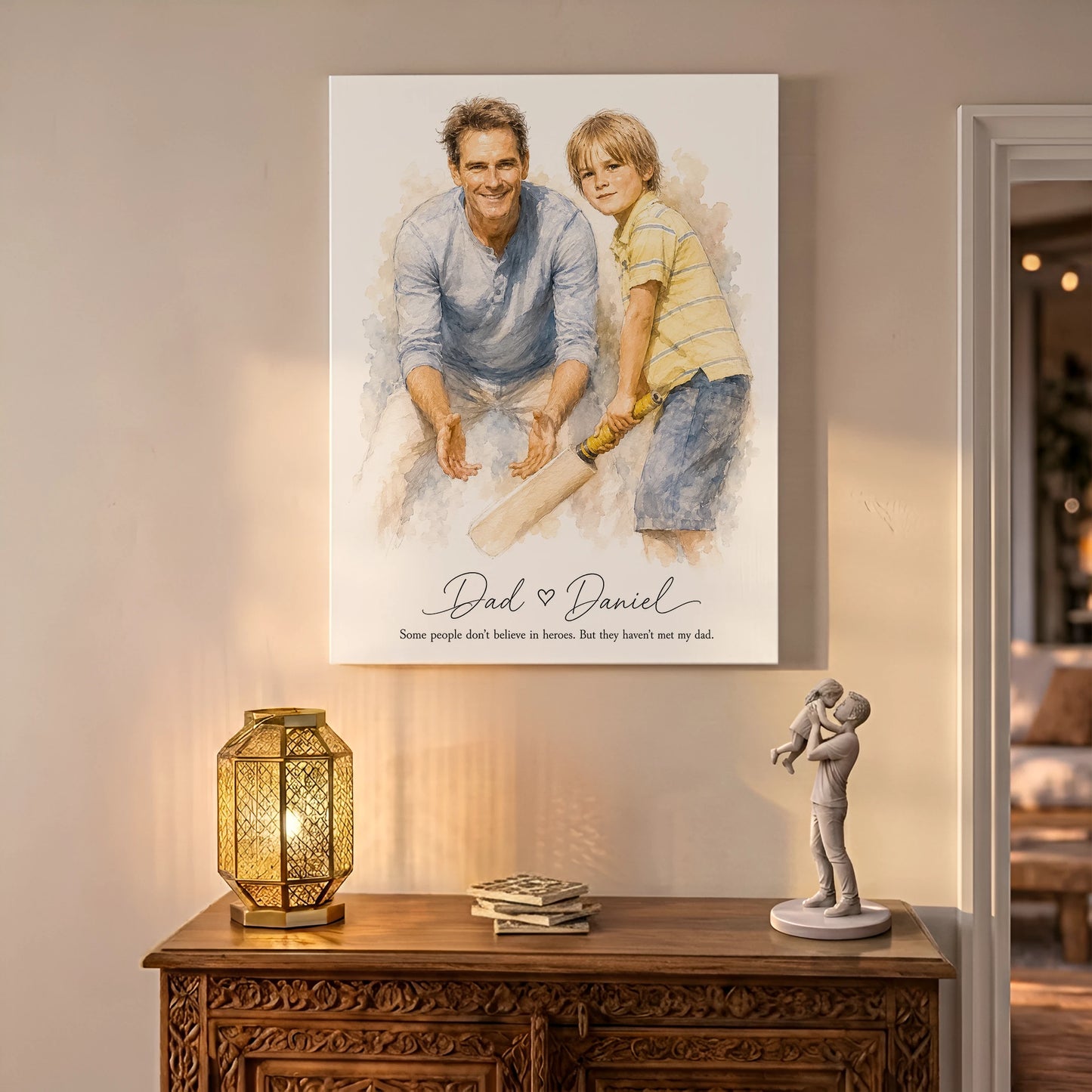 Personalized Father's Day Watercolor Portrait | Hand-Drawn Custom Art