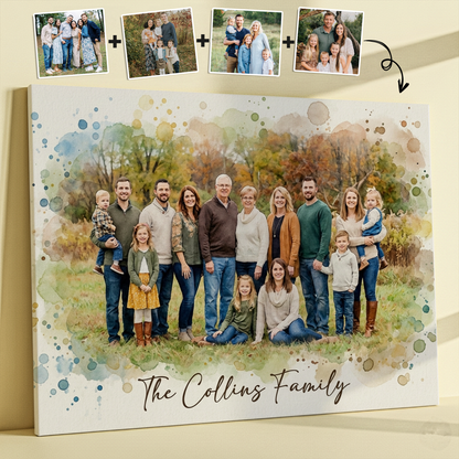 watercolor style family merge canvas with the words the Collins family