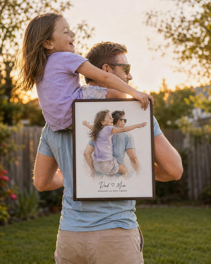 Personalized Father's Day Watercolor Portrait | Hand-Drawn Custom Art