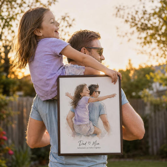 Personalized Father's Day Watercolor Portrait | Hand-Drawn Custom Art