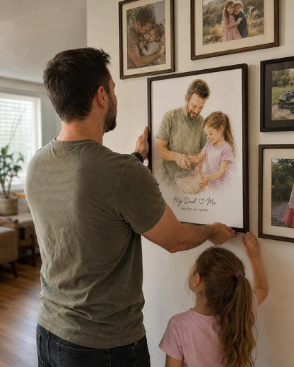 Personalized Father's Day Watercolor Portrait | Hand-Drawn Custom Art