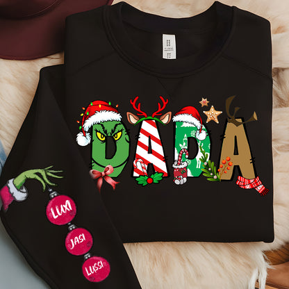 Christmas Sweatshirt With Kids Names On Sleeve