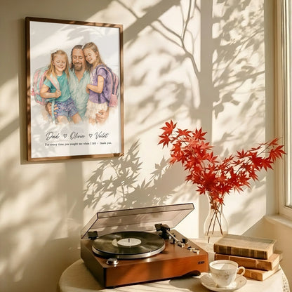 Personalized Father's Day Watercolor Portrait | Hand-Drawn Custom Art