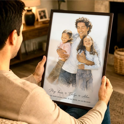 Personalized Father's Day Watercolor Portrait | Hand-Drawn Custom Art
