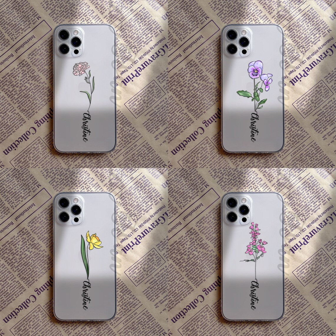 Personalized Birth Flower Phone Case