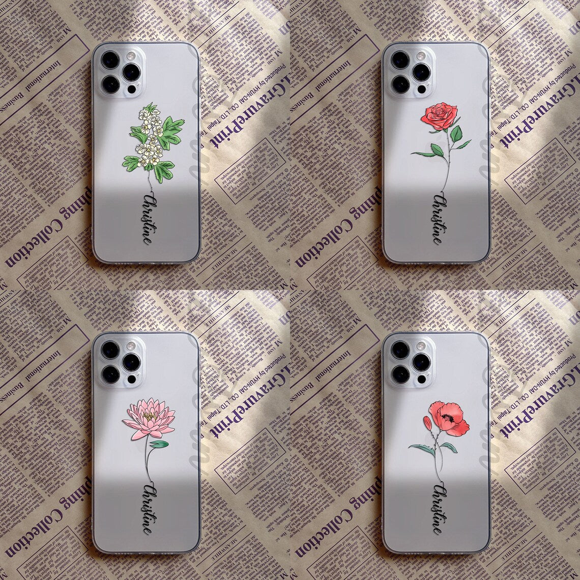 Personalized Birth Flower Phone Case