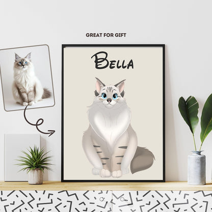 Custom Cartoon Style Pet Canvas — multi-pet portrait option, showing two pets on one canvas