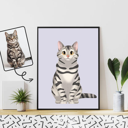 Custom Cartoon Style Pet Canvas — canvas wall display in modern living room setting