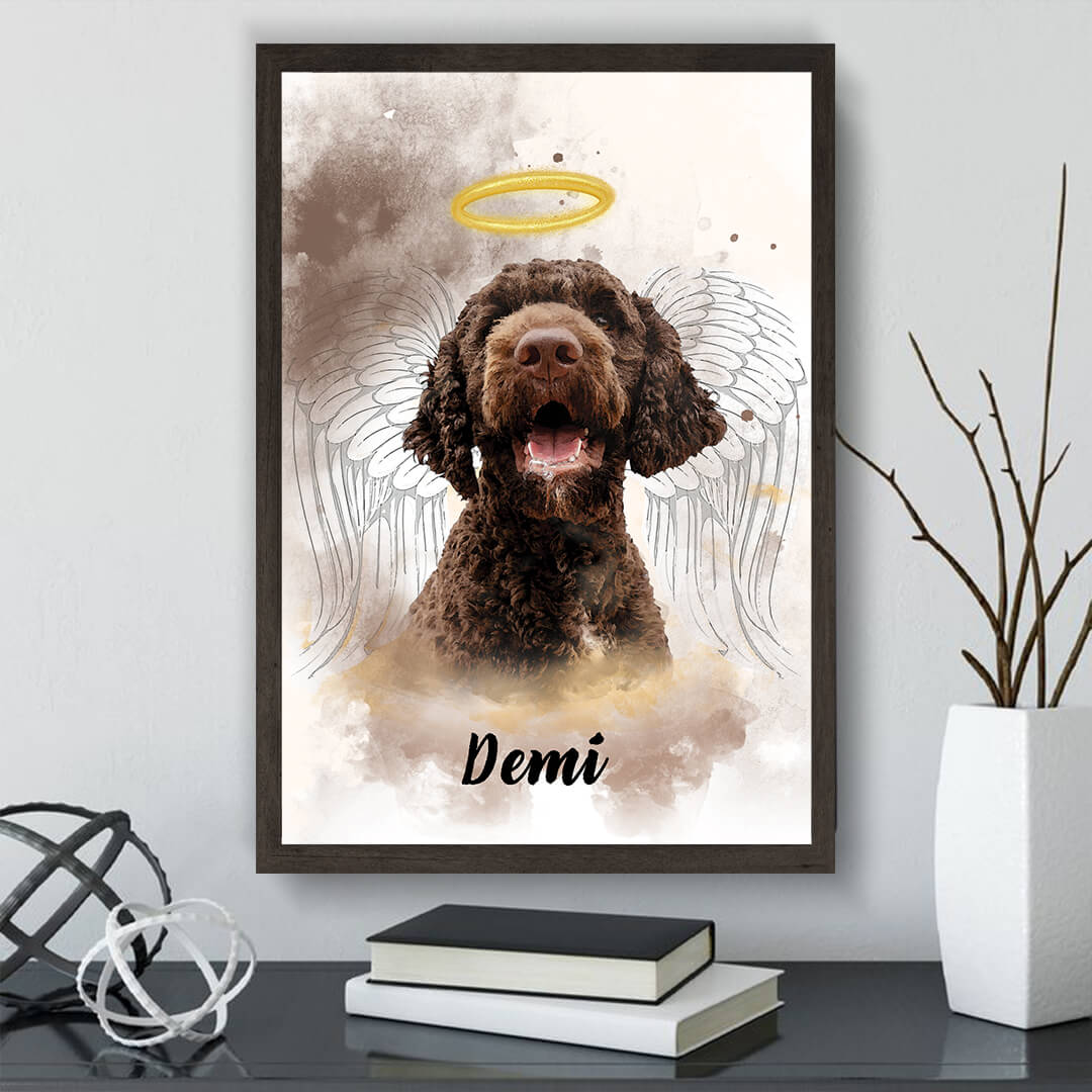 Memorial Keepsake Canvas — size comparison chart showing 8x10, 12x18, and 16x20 inch options