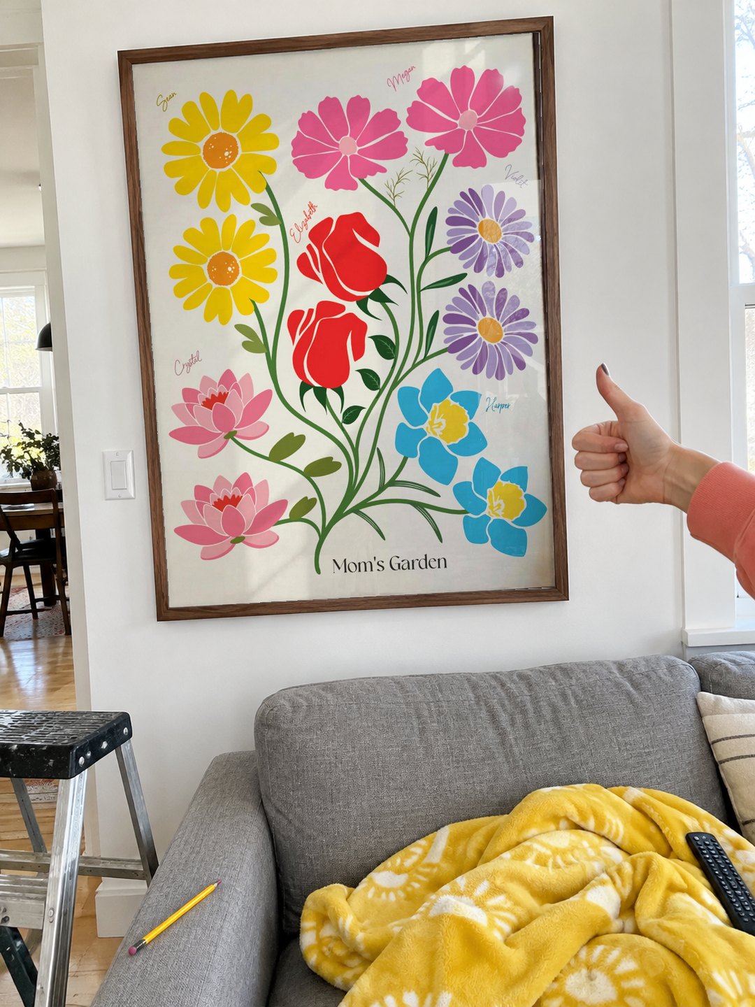 The garden hung on the wall, a thumbs up from the family