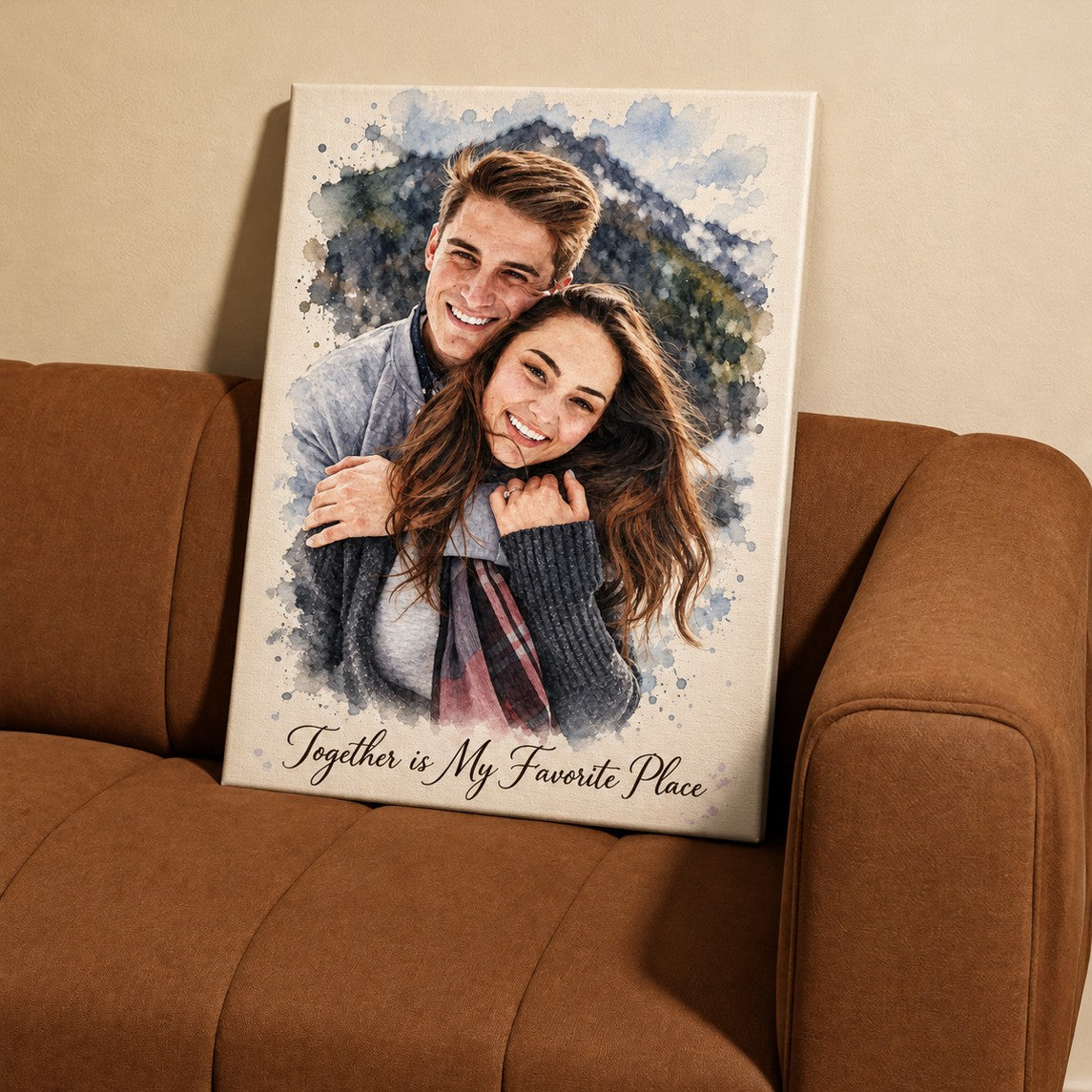 Custom couple portraits, thoughtful personalized couple Christmas gifts filled with love