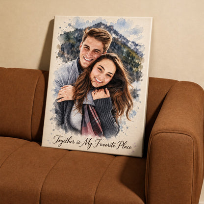 Custom couple portraits, thoughtful personalized couple Christmas gifts filled with love