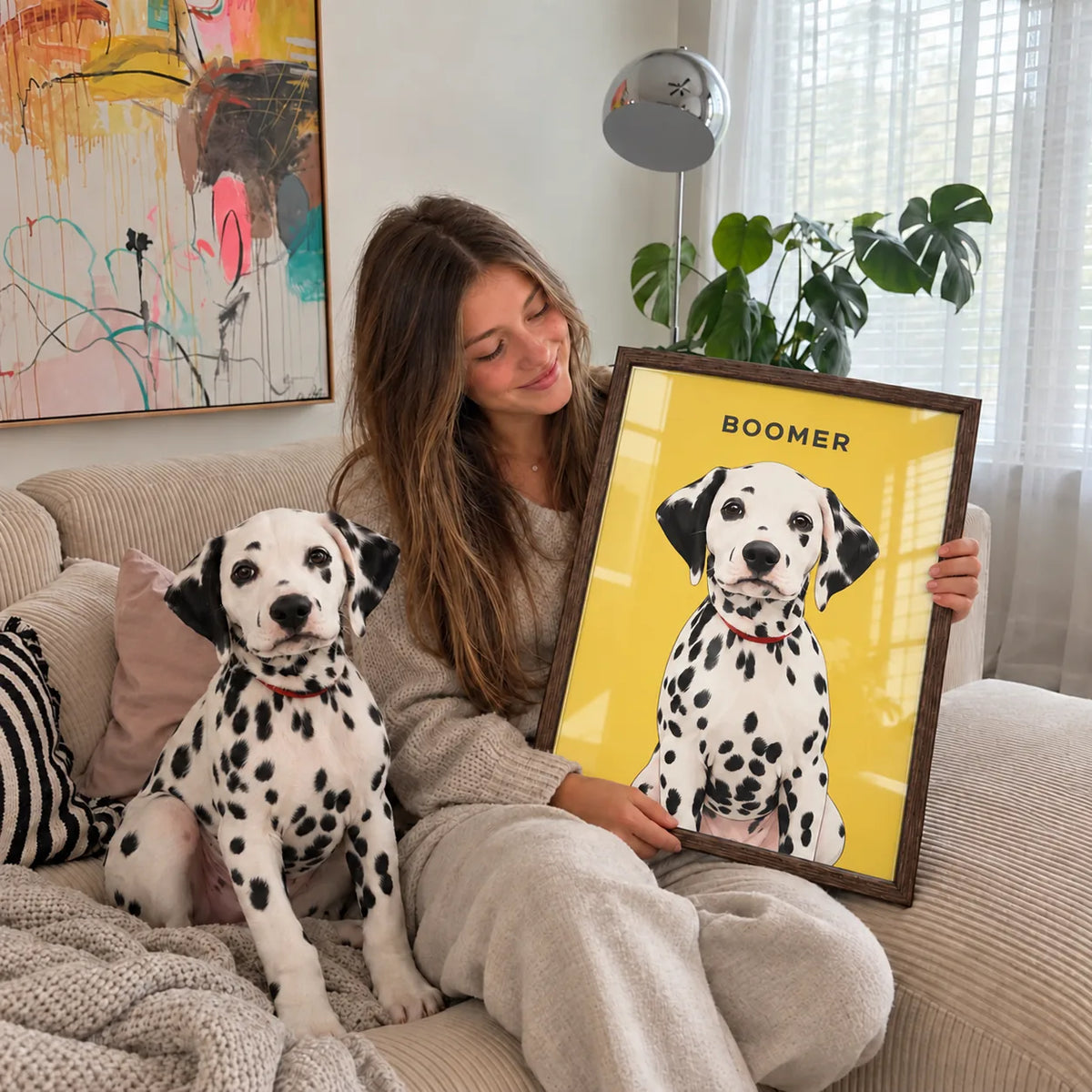 Professional pet portrait beautifully illustrated as a personalized dog portrait