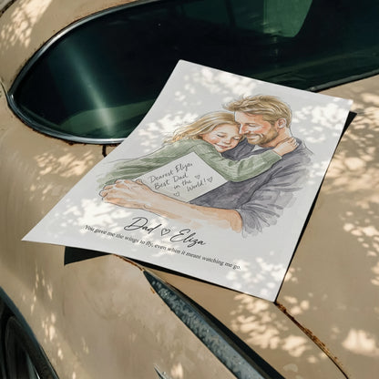 Personalized Father's Day Watercolor Portrait | Hand-Drawn Custom Art