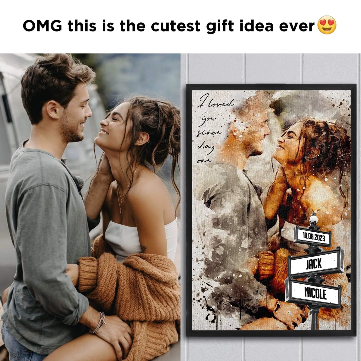 POC Couples Portrait with name — available size options and dimensions comparison