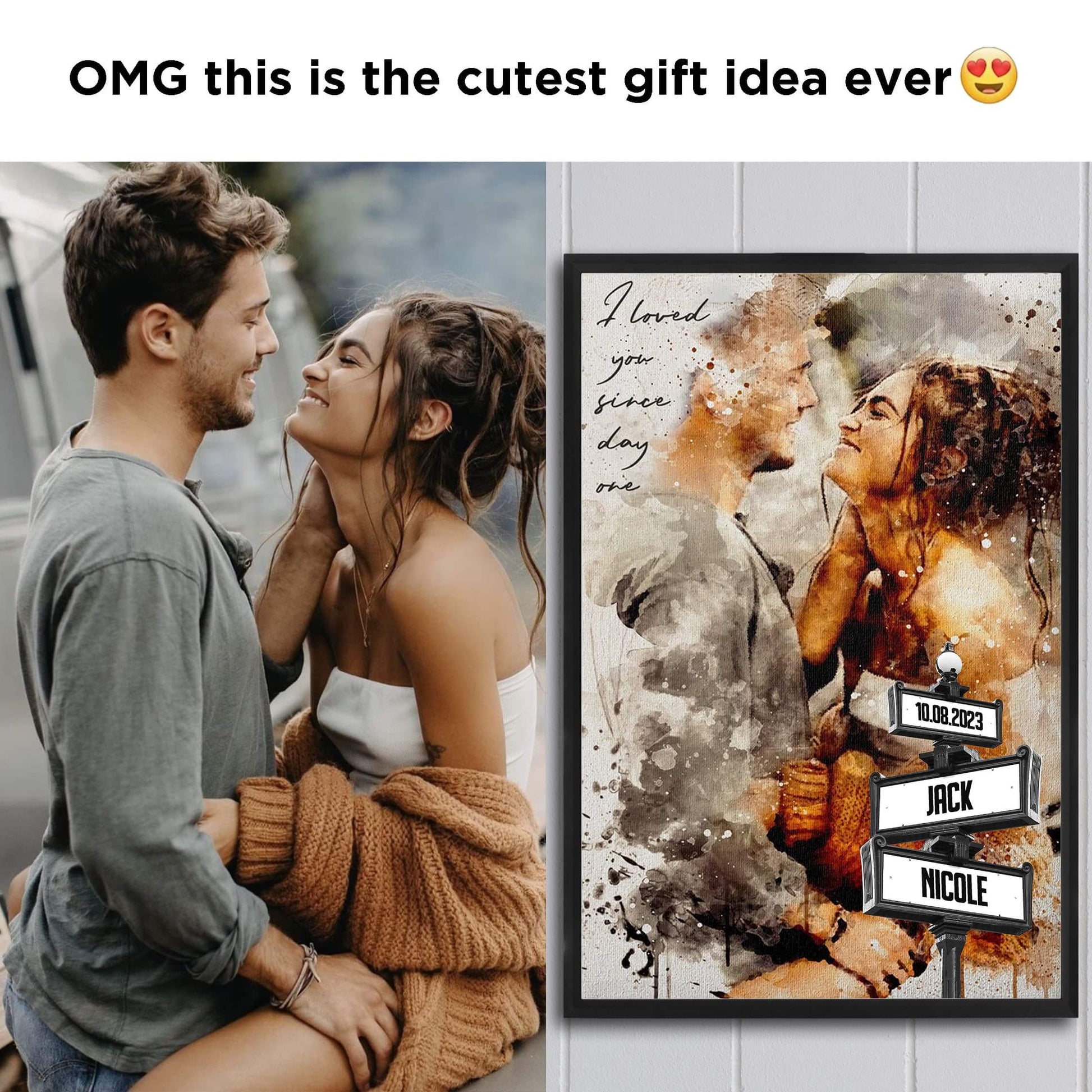 POC Couples Portrait with name — available size options and dimensions comparison