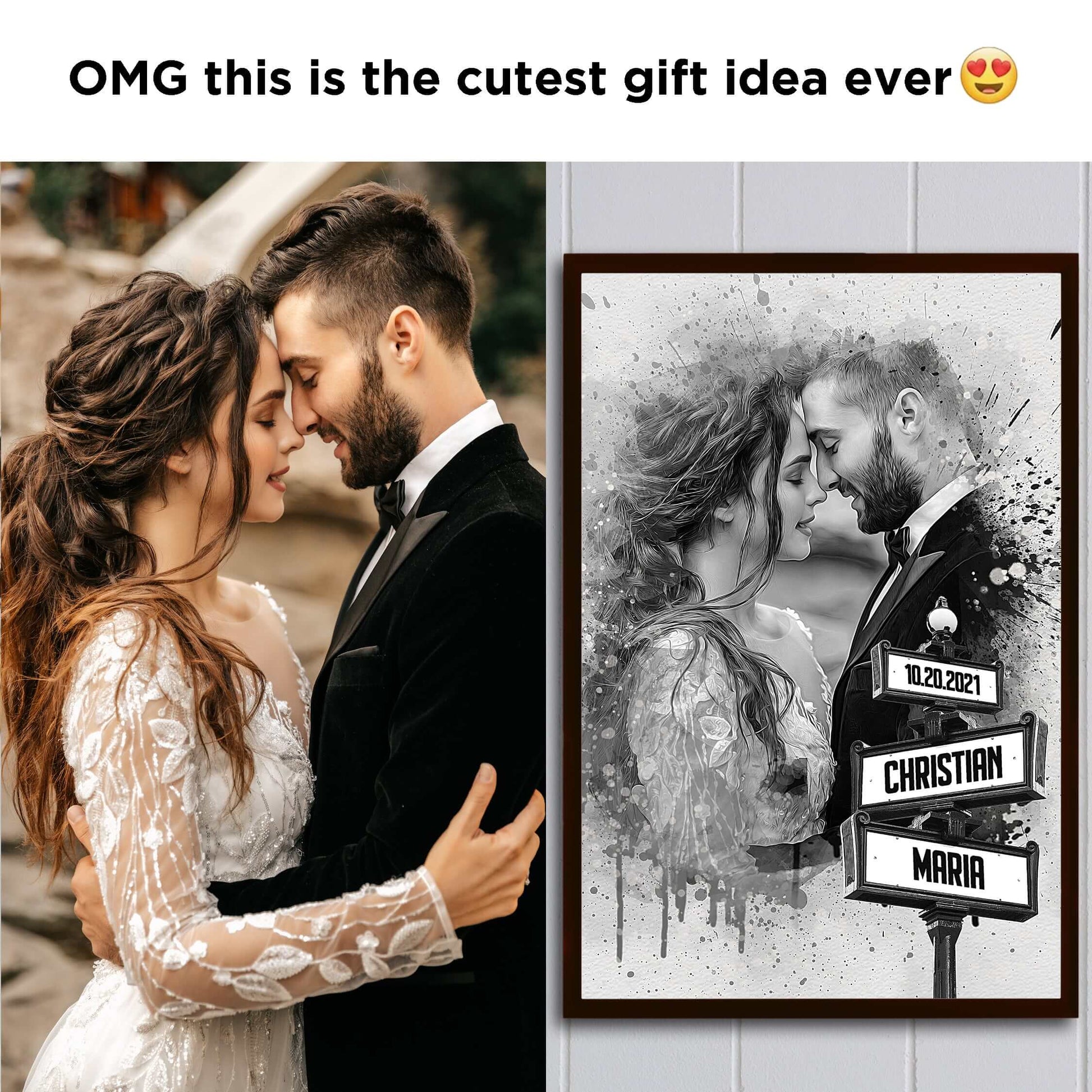 POC Couples Portrait with name — couple portrait showing personalization style and name details