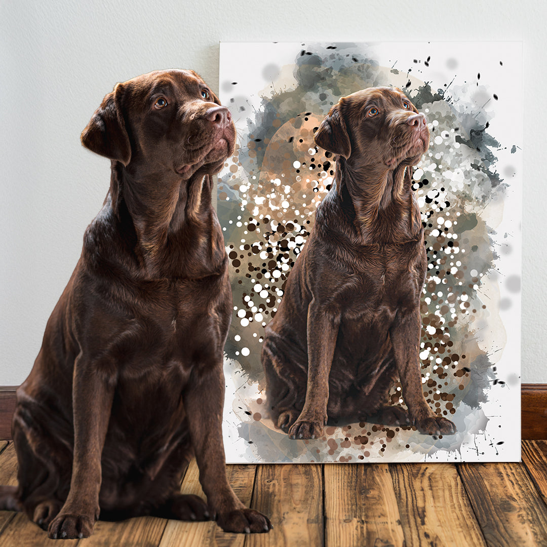 Personalized Pet Art - Canvas — size comparison chart showing 8x10, 12x18, and 16x20 inch options