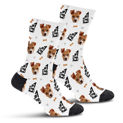 #1 Dog Mom Custom Socks - Pet on Canvas