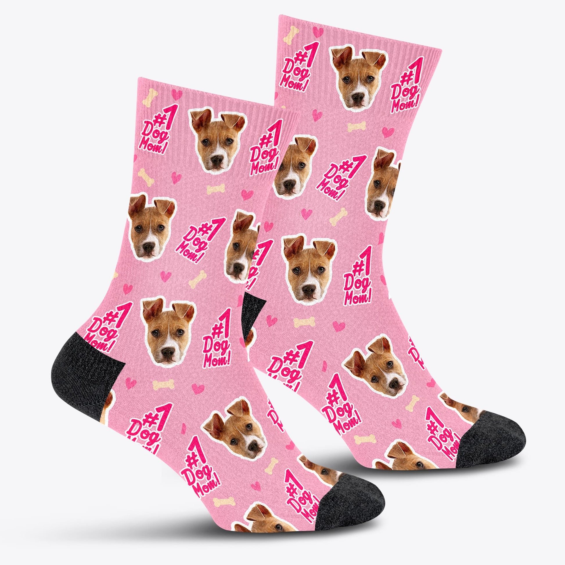 #1 Dog Mom Custom Socks - Pet on Canvas