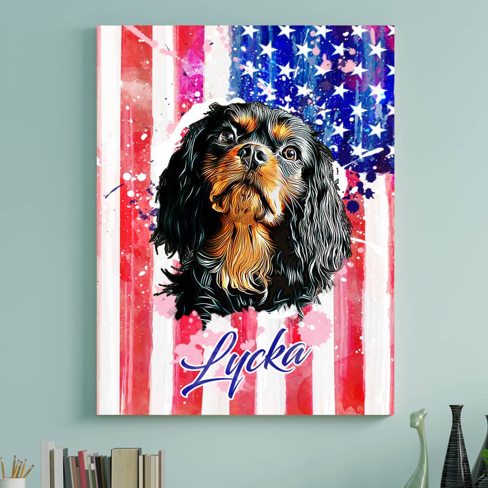 4th of July - Limited Edition - Personalized Pet Art - Pet on Canvas