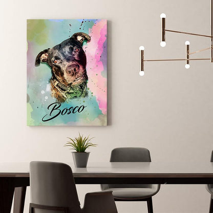 Aurora Portrait - Personalized Pet Art — pet portrait with aurora northern lights background on canvas