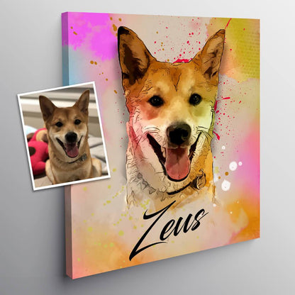 Aurora Portrait - Personalized Pet Art — multi-pet portrait option, showing two pets on one canvas