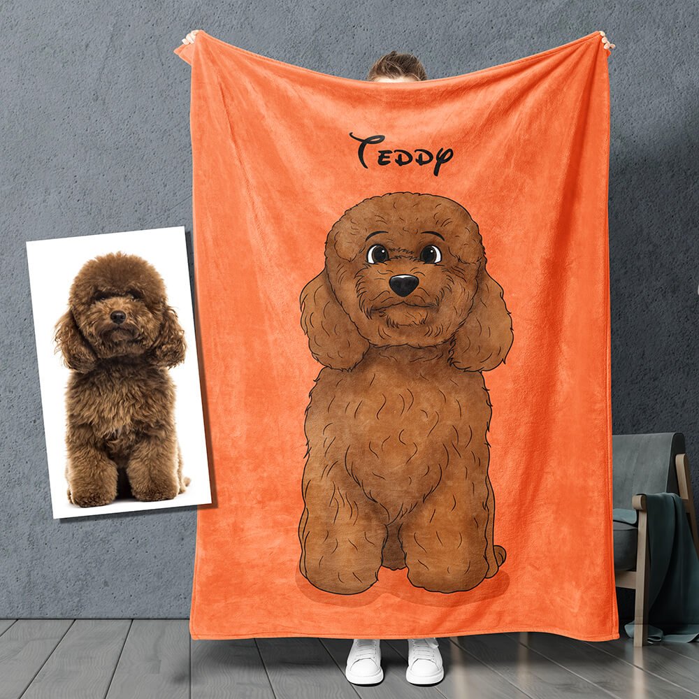 Cartoon Style - Custom Pet Fleece Blanket - Pet on Canvas