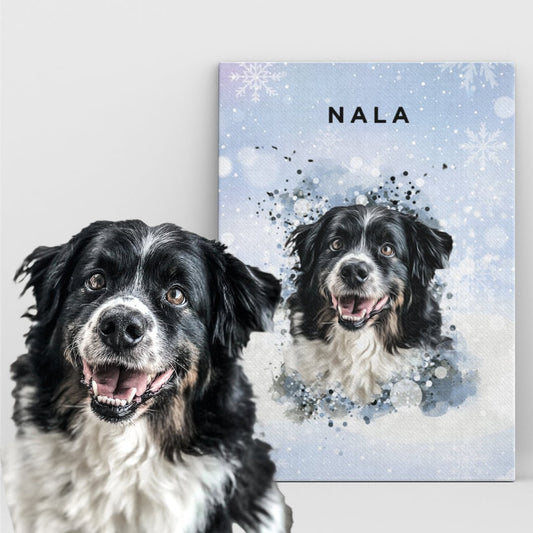 *Christmas Special* Personalized Pet Art - Canvas - WINTER FROST - Pet on Canvas