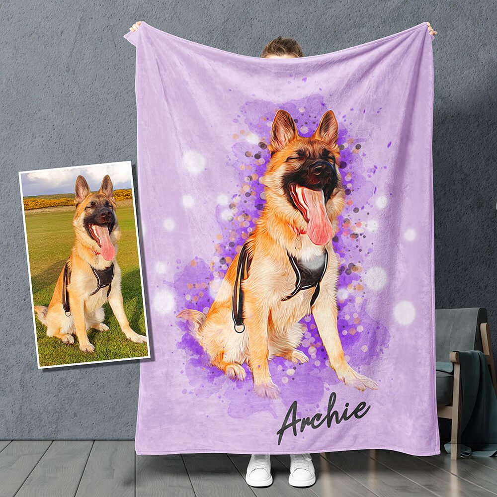 Custom Pet Fleece Blanket - Pet on Canvas